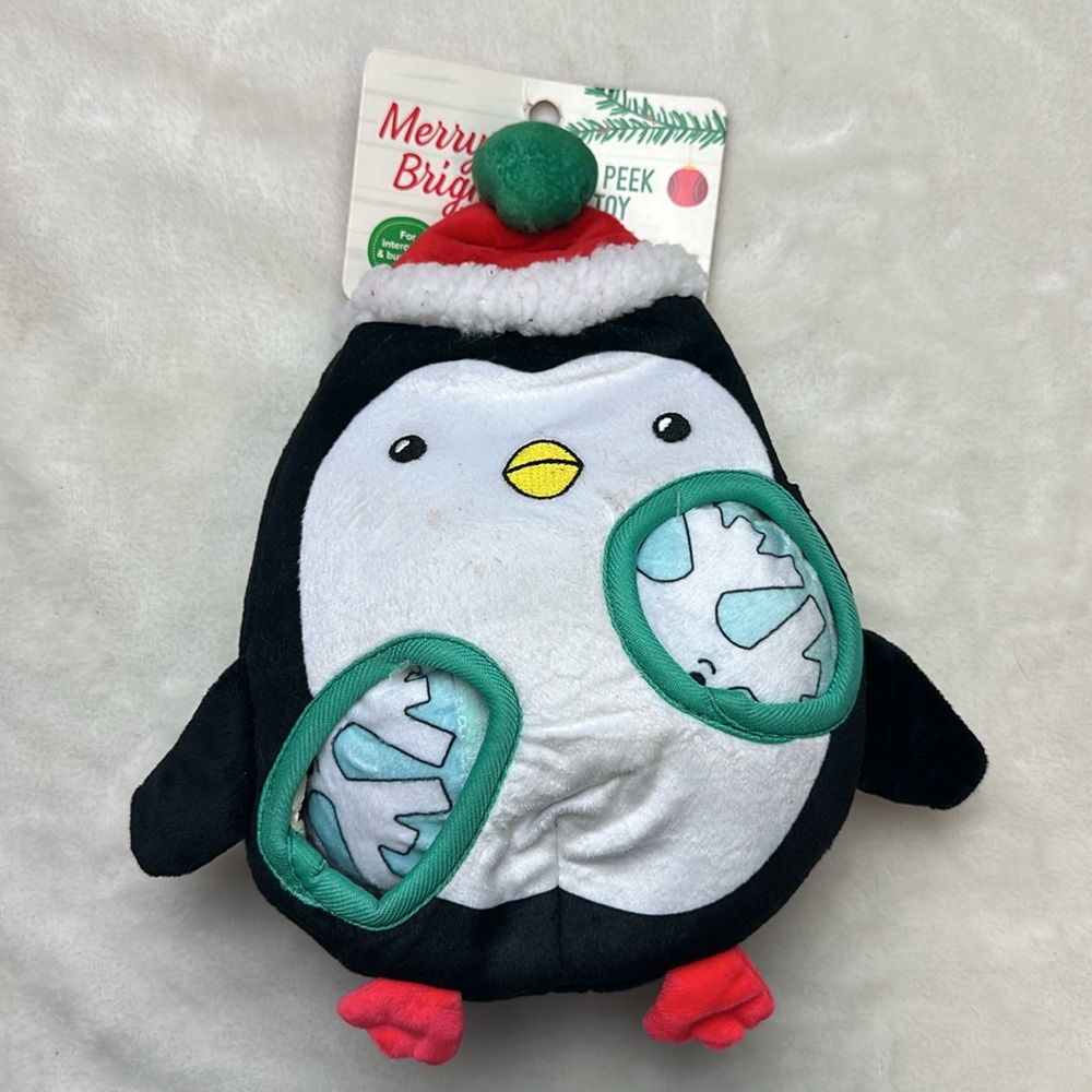 Merry & Bright Penguin Christmas Hide ‘N Peek Squeak Dog Toy